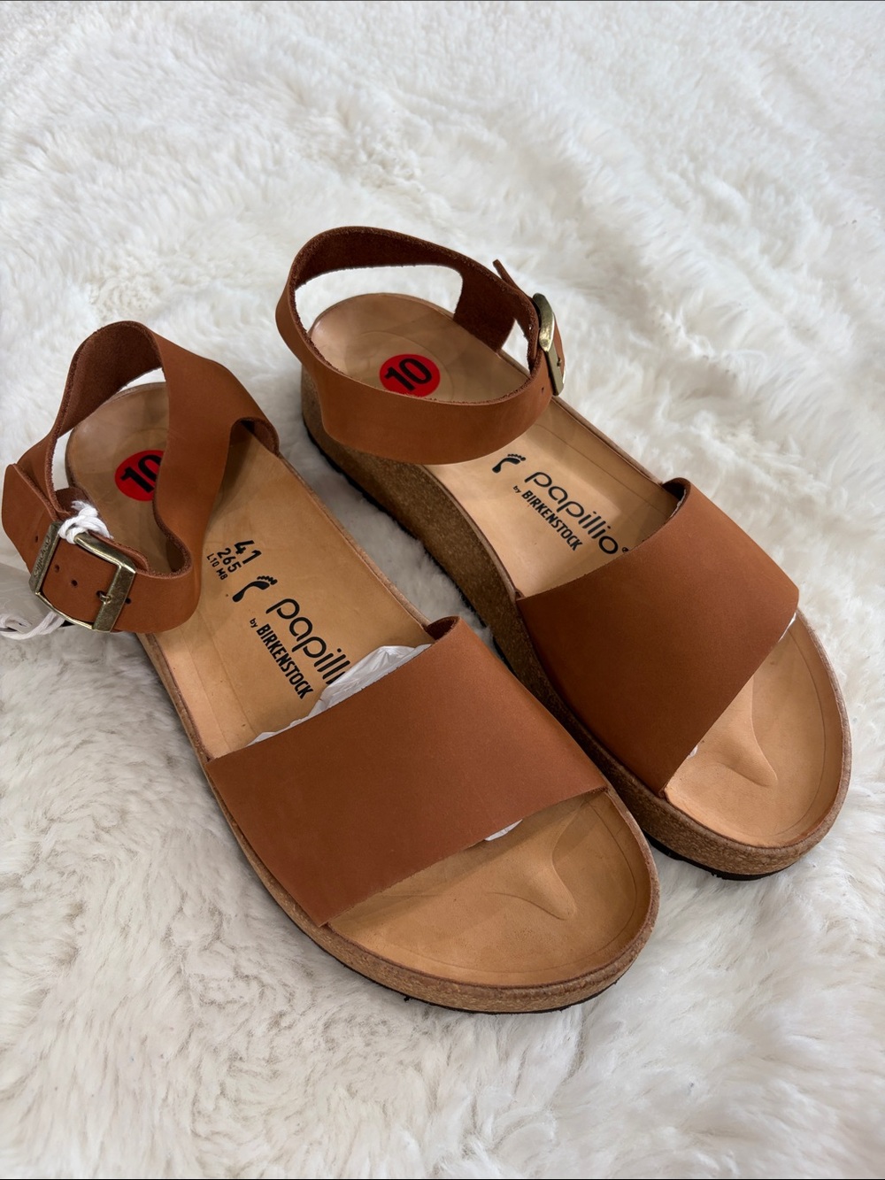 Papillio by Birkenstock,Size 10,Women's Tan Leather Ankle-Strap Sandals - Picture 17 of 17